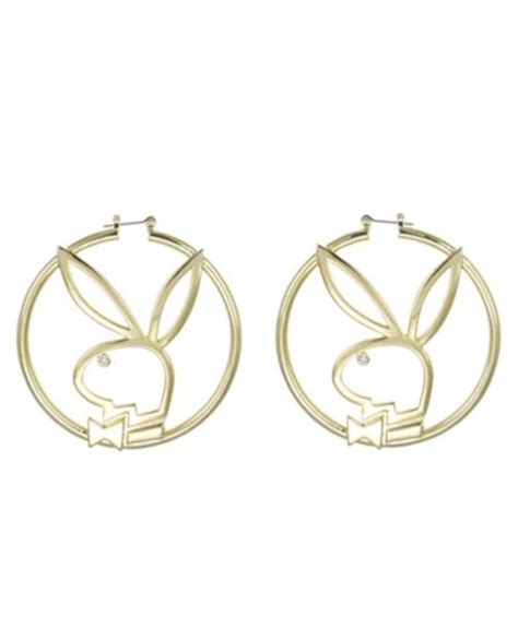 gold playboy hoop earrings.